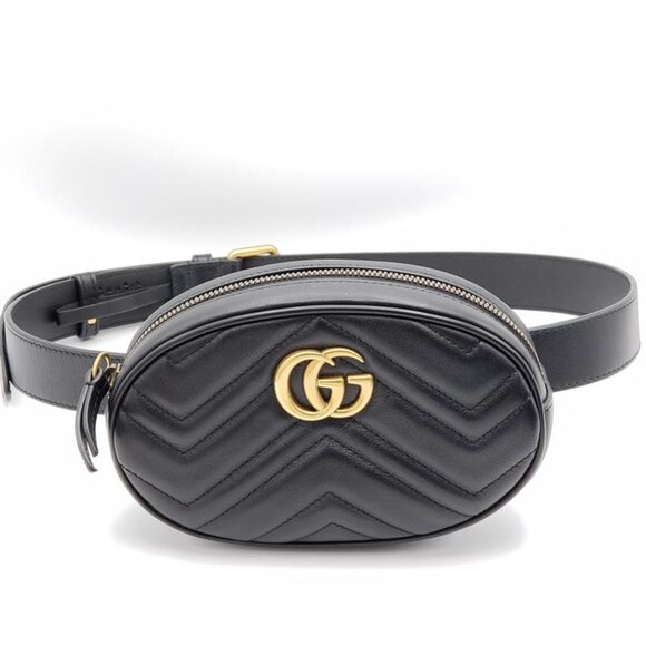 Authentic Gucci GG Marmont Matelassé Belt Bag – Black Leather LC400-030226 - Picture 2 of 16